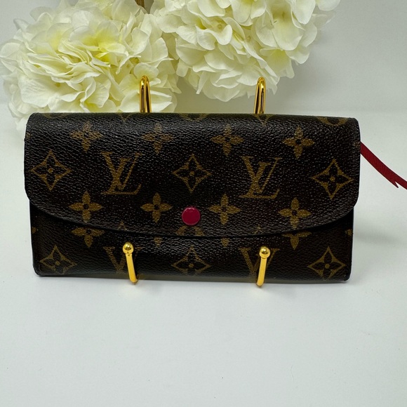 💯Authentic LOUIS VUITTON Emilie Monogram Canvas Wallet Fuchsia - Picture 5 of 5